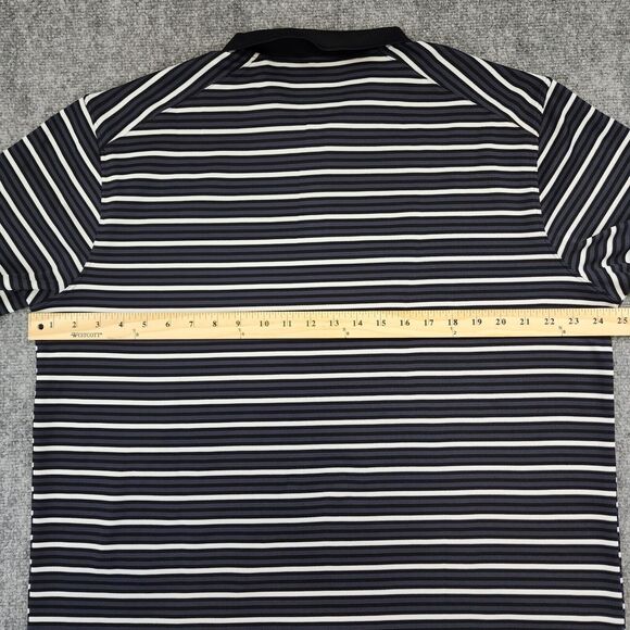 Nike Shirt Mens XL Black Gray Striped Polo Dri-Fit Standard Short Sleeve Logo - Picture 4 of 14